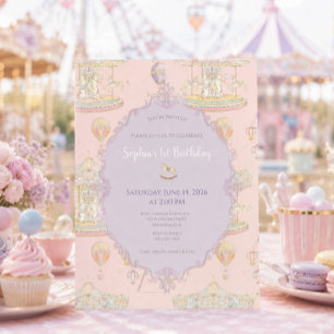 Fairytale Vintage Amusement Park Birthday Invitation