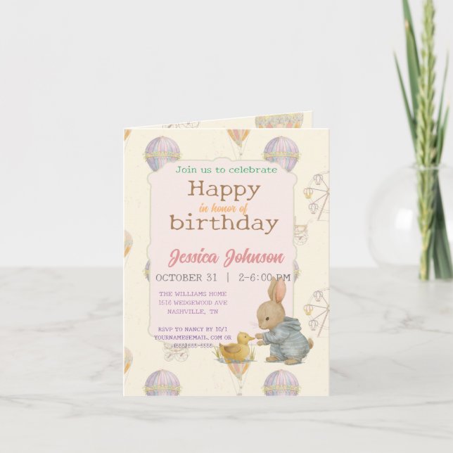 "Fairytale Vintage Amusement Park" Invitation (Front)