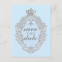Fairytale Vintage Blue Royal SAVE DATE Postcard