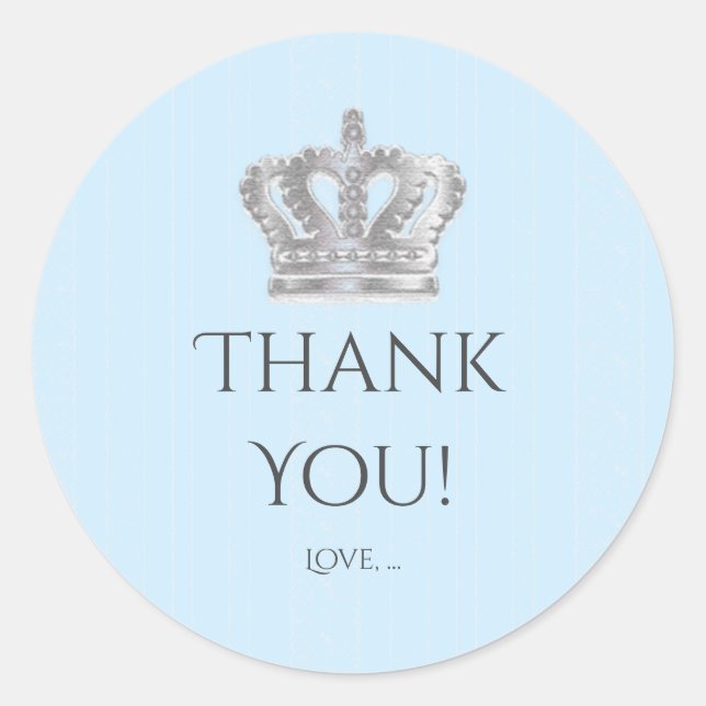 Fairytale Vintage Crown Blue Prince Party Sticker (Front)