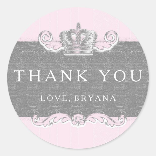 Fairytale Vintage Pink Princess Party Sticker (Front)