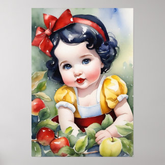 Fairytale Watercolor Baby Snow White Poster