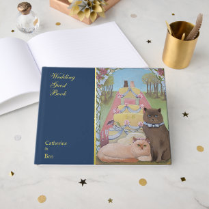 Fairytale Wedding Cats 10.5" x 8.25" Gold Guest Book