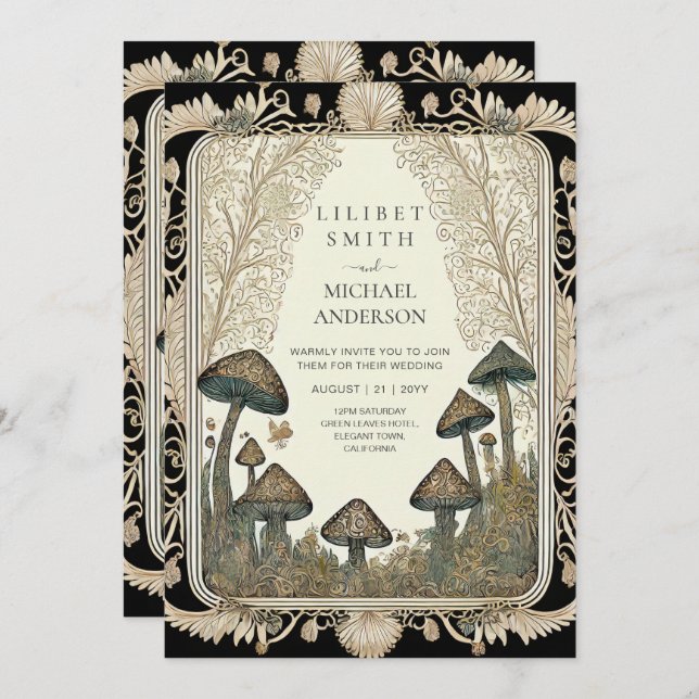 Fairytale Wedding Fairycore Mushrooms Forest  Invitation (Front/Back)
