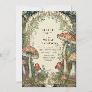 Fairytale Wedding Fairycore Mushrooms Forest  Invitation
