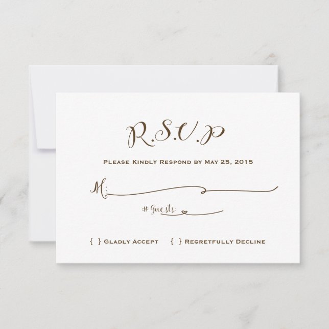 Fairytale Wedding RSVP - Brown Text Card (Front)