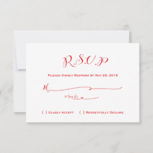 Fairytale Wedding RSVP - Red Text Card