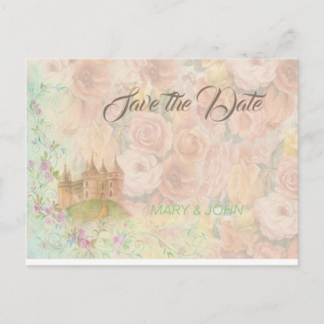 Fairytale wedding Save the Date Announcement Postcard (Front)