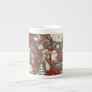 fairytale whimsical Christmas decorations, flowers Bone China Mug