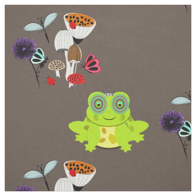 Fairytale Whimsy Frog Nature Garden Fabric (Swatch)