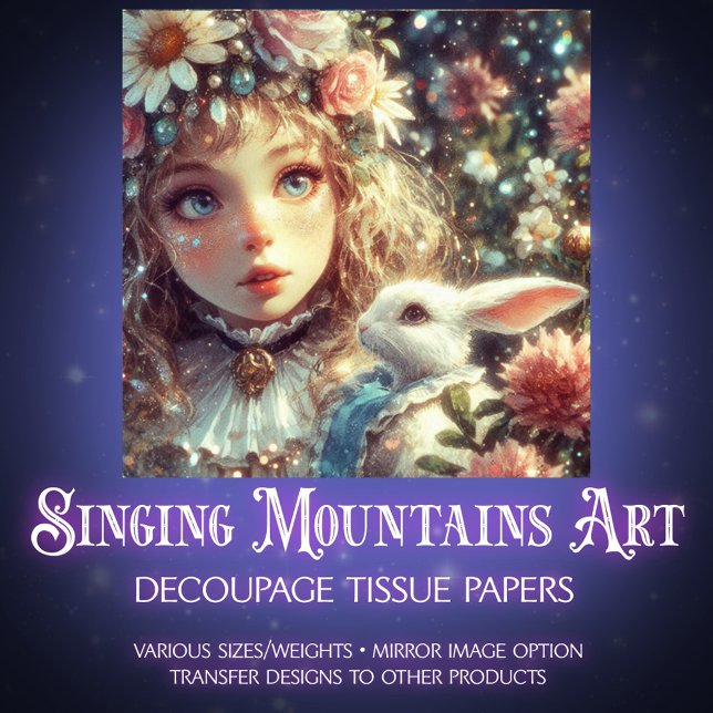 Fairytale Wonderland Alice and Rabbit Decoupage Tissue Paper (Creator Uploaded)