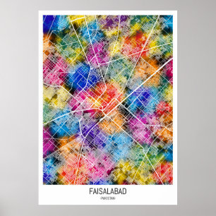 Faisalabad Pakistan City Map Poster