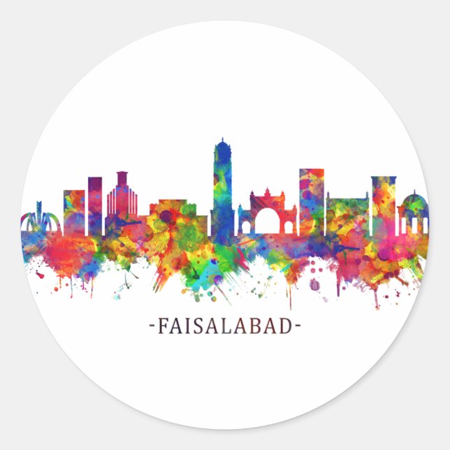 Faisalabad Pakistan Skyline Classic Round Sticker (Front)