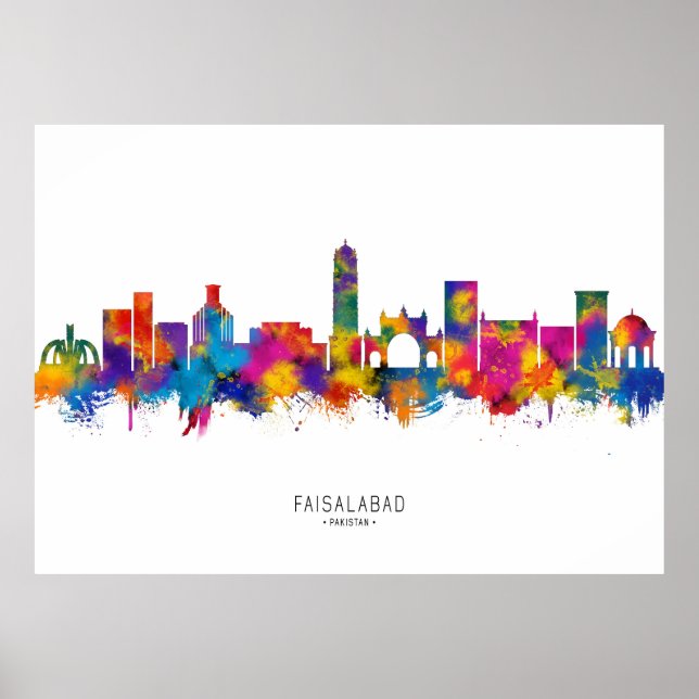 Faisalabad Pakistan Skyline Poster (Front)