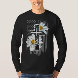 Faith American Flag Daisy Christian Faith Jesus Go T-Shirt