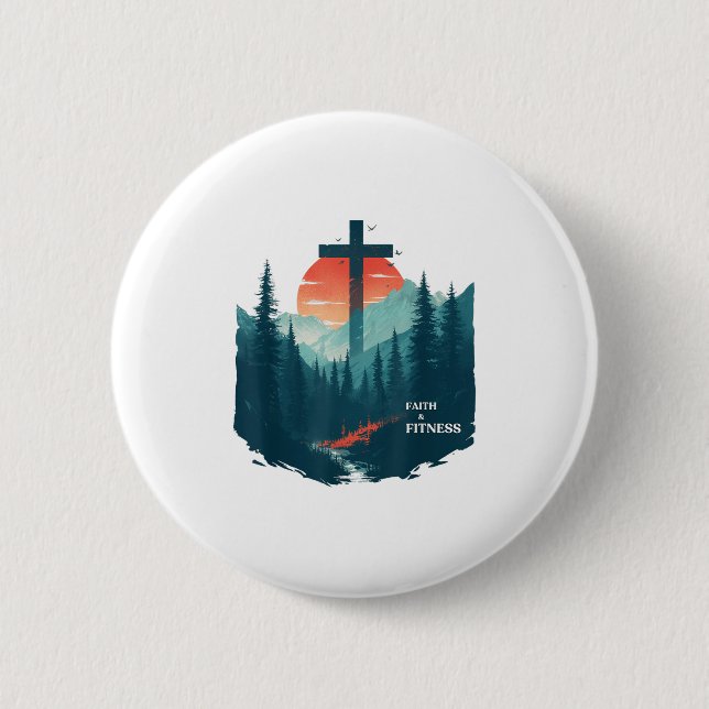 Faith &amp; Fitness Christian - Workout Motivation 6 Cm Round Badge (Front)