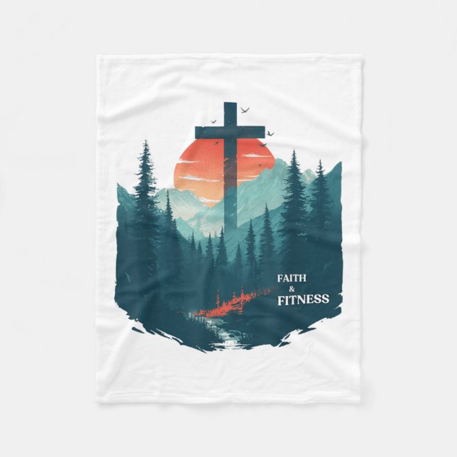 Faith &amp; Fitness Christian - Workout Motivation Fleece Blanket (Front)