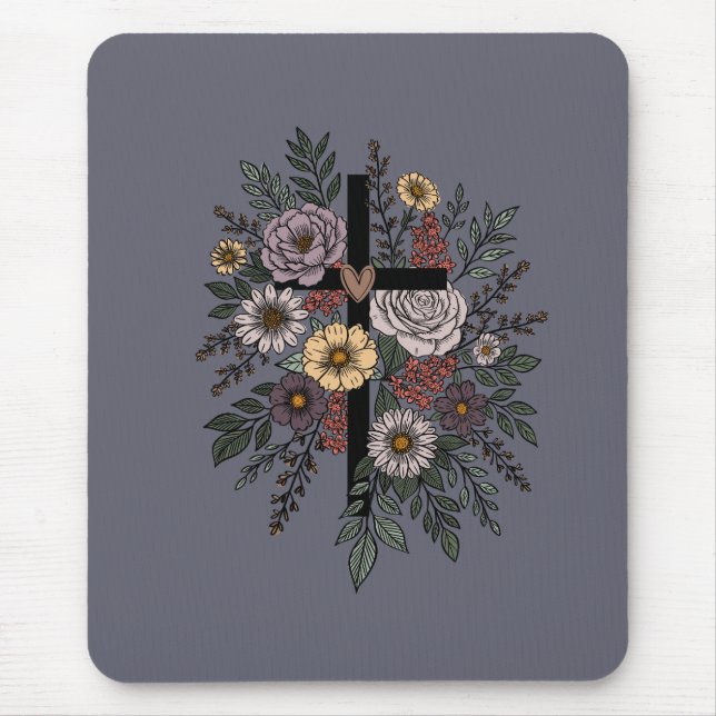 Faith and Flowers Mouse Pad (Front)
