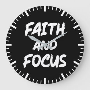 Faith and Focus - Christian Hustle Success Gym Large Clock