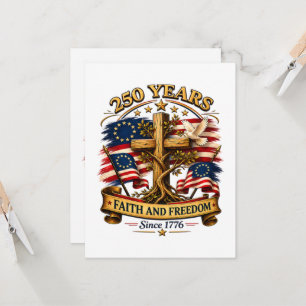 Faith and Freedom 250 Years Patriotic Cross Invitation