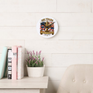 Faith and Freedom 250 Years Patriotic Cross Round Clock