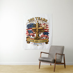 Faith and Freedom 250 Years Patriotic Cross Tapestry