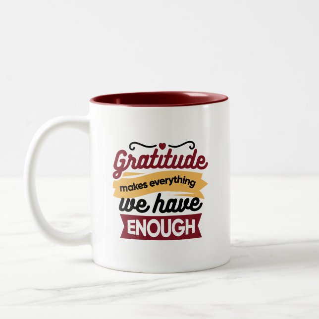 Faith and Gratitude Artwork – Uplifting Christian  Two-Tone Coffee Mug (Left)