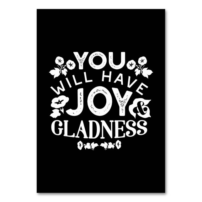 Faith and Happiness – Joy and Gladness Quotes Table Number (Front)