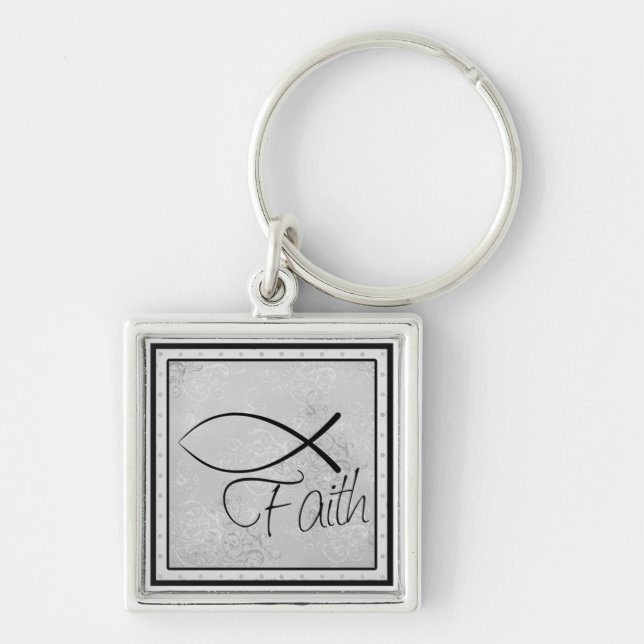Faith and Jesus Fish (Ichthus) Key Ring (Front)