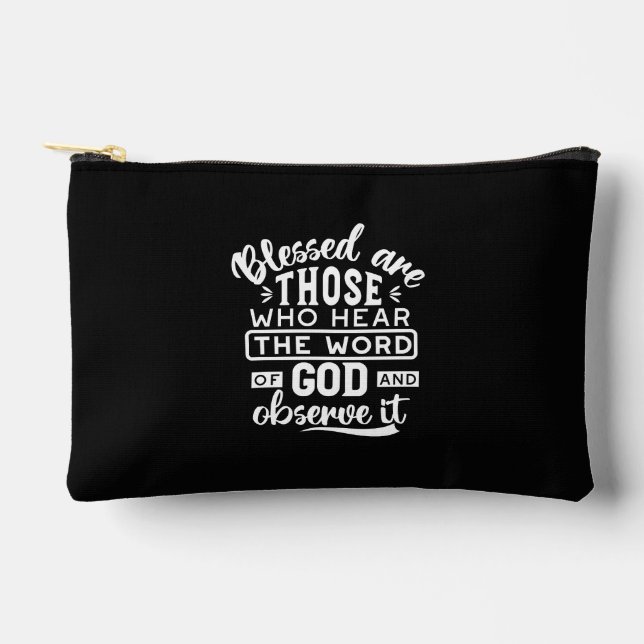Faith and Obedience – Inspirational Scripture Accessory Pouch (Front)