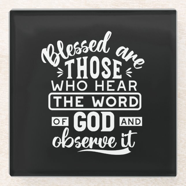 Faith and Obedience – Inspirational Scripture Glass Coaster (Front)