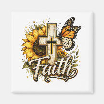 Faith and Sunflowers Magnet