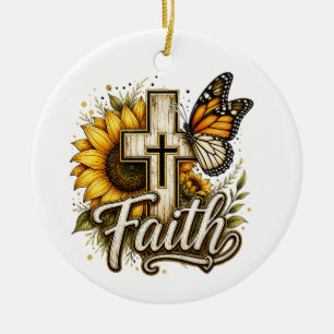 Faith and Sunflowers Ornament