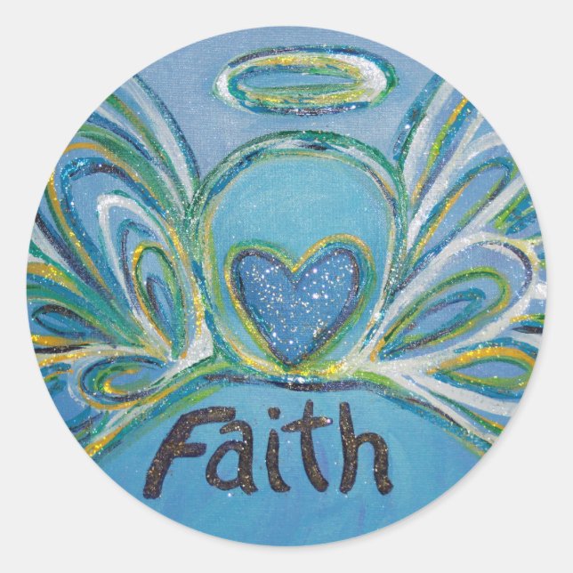 Faith Angel Inspirational Word Art Custom Stickers (Front)