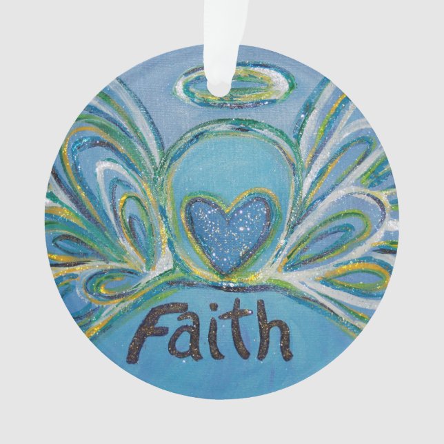 Faith Angel Word Art Gift Holiday Ornament (Front)