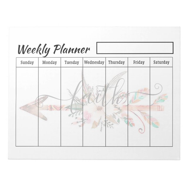 Faith arrow weekly planner sheets notepad (Front)