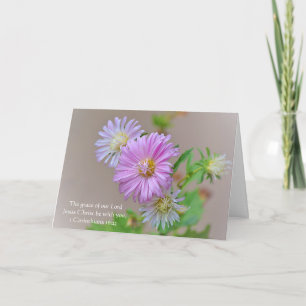 Faith Aster Pink Flower Encourage and Care Card