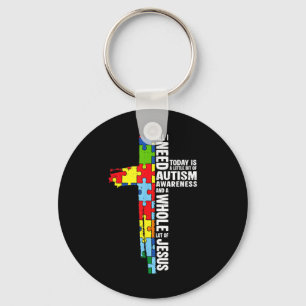 Faith Autism Awareness Jesus Christian Puzzles Men Key Ring