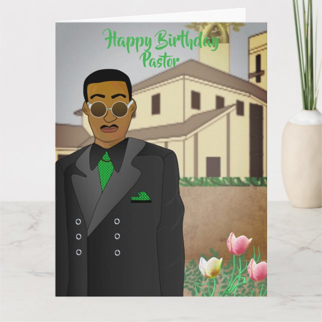 Faith-based Black Pastor Church Birthday Card (Front)