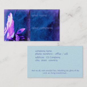 Faith based business card, praying figure on blue card