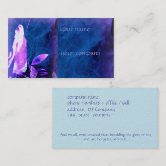 Faith based business card, praying figure on blue card