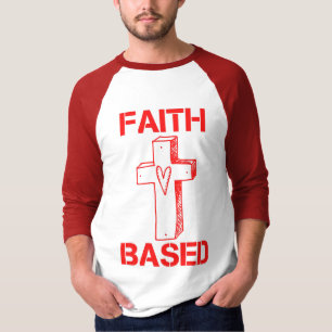 Faith Based Cross And Heart 3/4 Men's T-Shirt