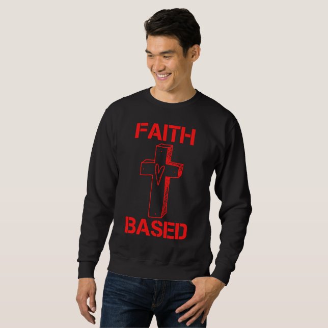 Faith Based Cross And Heart Men's Sweatshirt (Front Full)