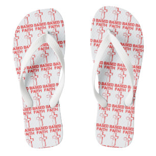 Faith Based Cross And Heart White All-Over Thongs