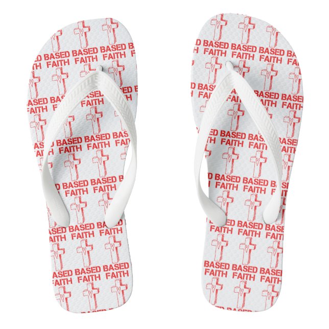 Faith Based Cross And Heart White All-Over Thongs (Footbed)