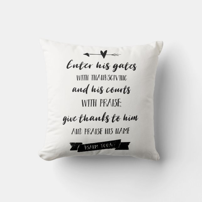 Faith based Psalms Christian Scripture Typography Cushion (Front)