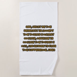 Faith Based Serenity Prayer Quote Beach Towel