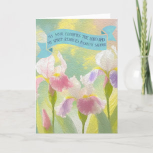 Faith Bible Quotes,Iris Flowers Oil Painting Holiday Card