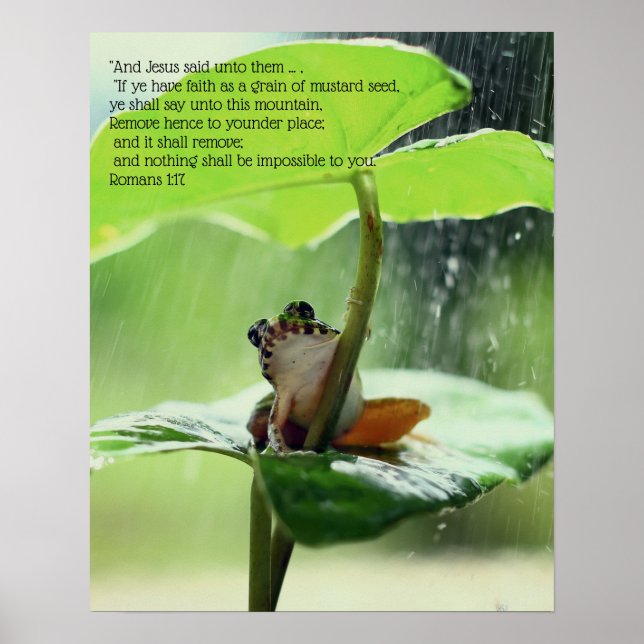 Faith Bible Verse Inspirational Cute Green Frog Poster (Front)