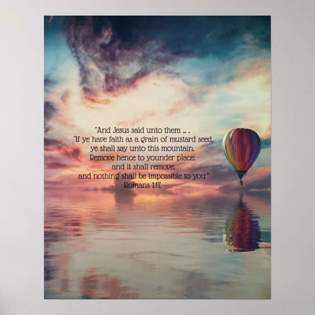 Faith Bible Verse Inspirational Hot Air Balloon Poster (Front)